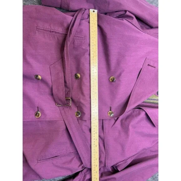 Vintage London Fog Purple Collared Trench Rain Coat With Liner Size 12 Reg - Picture 4 of 9